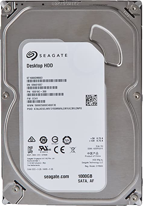 Seagate Barracuda ST1000DM003, 1TB SATA 3.5" Internal Hard Disk Drive - (6Gb/s, 7200rpm, 64MB Cache)