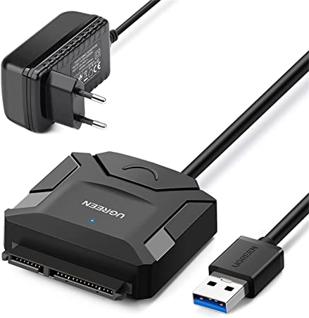 UGREEN USB 3.0 auf SATA Kabel UASP USB SATA Kabel USB 3.0 SATA Kabel Festplatten Dockingstation für 2,5"/3.5" SATA I II III Festplatten Laufwerke HDD/SSD mit 12V/2A EU Netzadapter