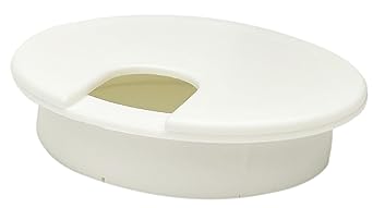 3'' Inch White Round Desk Grommet Desk Cord Organizer Premium Vertical Tapered Grooves Design - 1 Pc