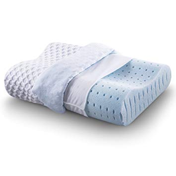 Cr Comfort & Relax Ventilated Memory Foam Contour Pillow with AirCell Technology, Standard, 1-Pack, Blue