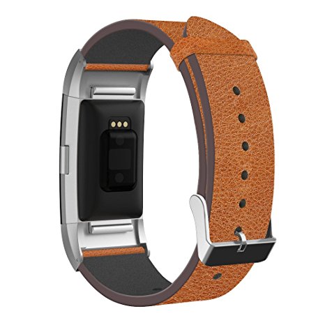UMTELE Charge 2 Replacement Leather Band For Fitbit Charge 2 HR Fitness Watch Small Large Black, Silver, Gold, Coffee, Browm, Navy, Green