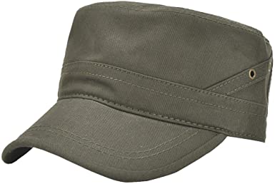 Men's Cotton Flat Top Peaked Baseball Twill Army Military Corps Hat Cap Visor
