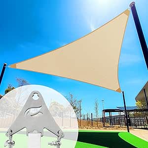 Artpuch Sun Shade Sail with Wire Rope 26'X26'X26', Commercial Heavy Duty Beige Shade Sails with 8IN Sun Sail Hardware Kit Breathable 98% UV Block for Playgrounds,Backyard (We Make Custom Size)