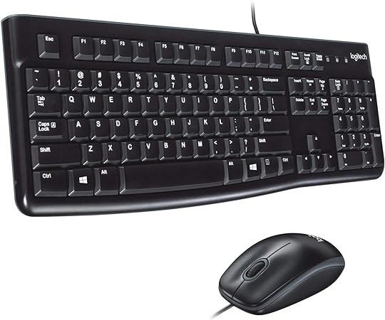 Logitech MK120 Wired Keyboard and Mouse Combo for Windows, QWERTY Pan Nordic Layout - Black