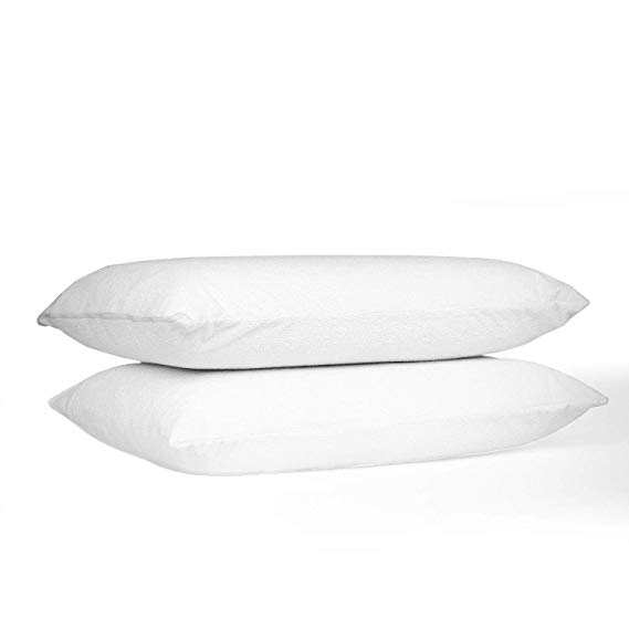 TRU Lite Bedding Pillow Covers - Dust Mite Pillow Protectors for Allergies- Premium Breathable Terry Cotton -100% Waterproof - Zippered from Bed Bugs - Set of 2 - Standard Size