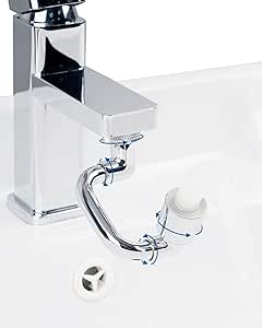 Hibbent 1080° Rotatable Faucet Extender, Metal Swivel Faucet Aerator, Swivel Faucet Attachment Dual Function Kitchen Bathroom Sink Sprayer for Gargle/Eye/Face Washing 55/64'' Female Thread