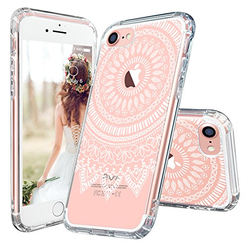 iPhone 7 Case, iPhone 7 Cover, MOSNOVO White Floral Henna Mandala Clear Design Printed Transparent Plastic Hard with TPU Bumper Protective Back Cover for Apple iPhone 7 (4.7 Inch)