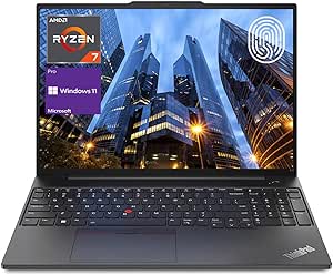 LENOVO ThinkPad E16 Gen 1 Business Laptop, 16" FHD  Display, AMD Ryzen 7 7730U, 16GB RAM, 512GB SSD, Backlit Keyboard, Fingerprint Reader, HDMI, RJ-45, Wi-Fi 6, Windows 11 Pro, Black