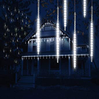 Fairy Lights Outdoor, Meteor Shower Light Plug in, String Lights 50cm 10 Tubes 540 LEDs IP65 Waterproof for Christmas Garden (White)
