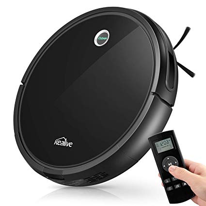 Robot Vacuum, Kealive Robotic Vacuum Cleaner, 1400PA Super Suction, 2.7inch Super Thin, 100mins Long Lasting, Self-Charging, Suitable for Pet Hair, Carpets, Hard Floors, Black