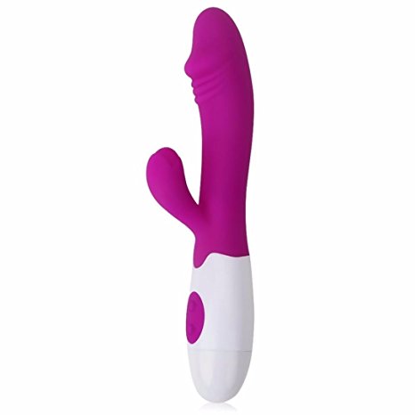 Voberry Double Vibrating Female Vibrator-Double Stimulation From Inside and Out (Hot Pink)