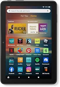 Amazon Fire HD 8 tablet (newest gen), 8" HD Display, 3 GB memory, 32 GB, designed for portable entertainment, Black, (2024 release) – with ads