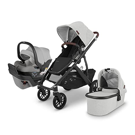 Vista V2 Stroller - Anthony (White and Grey Chenille/Carbon/Chestnut Leather)   MESA MAX - Anthony (White Grey Marl)