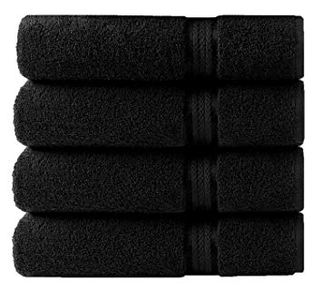 Cotton Craft - 4 Pack - Ultra Soft Oversized Extra Large Bath Towels 30x54 Black - 100% Pure Ringspun Cotton - Luxurious Rayon Trim - Ideal for Daily Use - Each Towel Weighs 22 Ounces