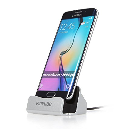 Micro USB Charging Dock, Android Smartphones Desktop Stand Sync and Charger Docking Station for All Android Phones with Micro USB 2.0 (Silver)