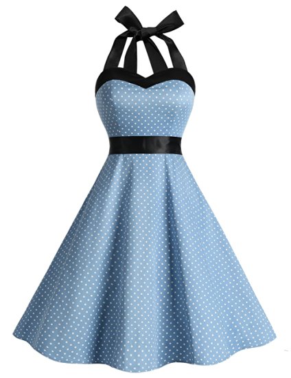 Dresstells Vintage 1950s Rockabilly Polka Dots Audrey Dress Retro Cocktail Dress