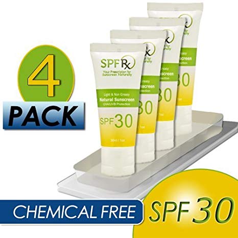 Chemical Free 4 Pack SPF 30 Mineral Sunscreen - Reduces Aging Spots, Restores Firm Skin & Nourishes Skin - Smooth Fine Wrinkles & Skin Tone Appearance – Best Sunscreen for Face & Body (1 oz, 4 Pack)