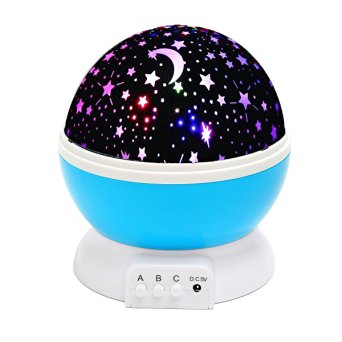 Star Lighting Lamp,SOLMORE 4 LED Beads 360 Degree Night light Rotation Night Cosmos Star Projection Lamp with USB Cable for Kids Baby Bedroom Bed Lamp Christmas Gifts Children Blue