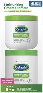 Cetaphil Moisturizing Cream Ultimate with Prebiotic Aloe, Very Dry to Dry Sensitive Skin, 2 Pack - 20 Ounce and 16 Ounce