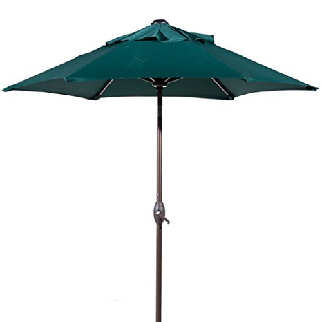 Abba Patio 7-1/2 ft. Round Outdoor Market Patio Umbrella with Push Button Tilt and Crank Lift, Green