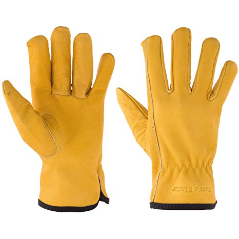 Kids Work Gloves Premium Top Grain Cow Leather Garden Glove (4 sizes-Children & Youth Ages 3-14)
