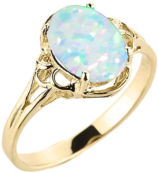 Elegant 10k Yellow Gold Oval October Birthstone Solitaire Ring