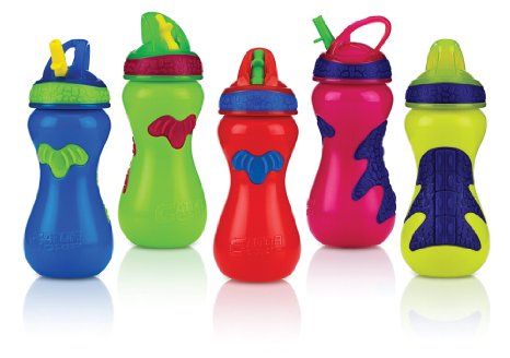 Nuby Flip-It Top Gator Grip Sipper, 15 Ounce, Colors May Vary