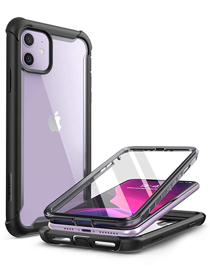 i-Blason Ares Case for iPhone 11 6.1 inch (2019 Release), Dual Layer Rugged Clear Bumper Case with Built-in Screen Protector (Black)