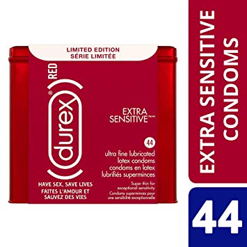 Durex Condom Limited Edition Tin, Red, 44 Count