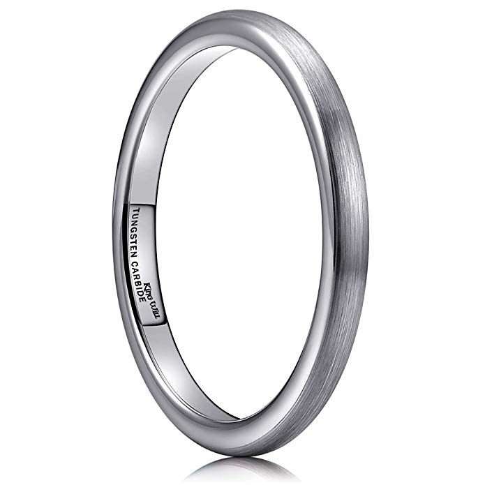 King Will TYRE 2mm 4mm 6mm 8mm Tungsten Carbide Ring Wedding Band Domed Brushed Finish Comfort Fit