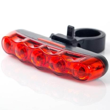 WOTOW Bicycle Cycling Tail Light 5 Leds 7 Modes Back Rear Red Flashlight Lamp Weather Resistant