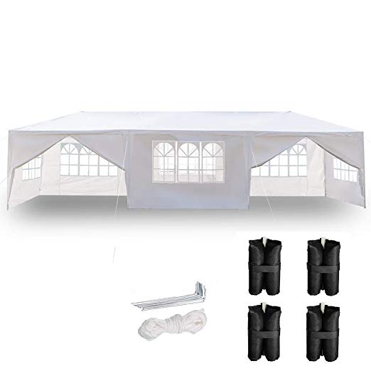 Z ZTDM 10' x30' Outdoor Canopy Tent w/8 Removable Sidewalls,Party Wedding Gazebo Pavilion Patio Catering Event Dancing Canopies,Upgraded Tube Steel,Bonus 4 Weight Bags After 2019.4.22
