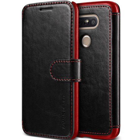 LG G5 Case, VRS Design [Layered Dandy][Black] - [Premium Leather Wallet][Slim Fit][Card Slot] For LG G5