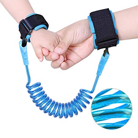Saygogo Anti Lost Wrist Link, Kids Outdoor Safety Hook and Loop Wristband with Elastic Firm Flexible Suitable for Toddlers, Babies&Child, 1 Pack(Length 1.5m), Blue