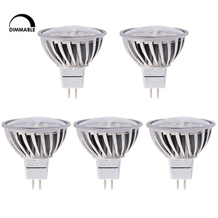 HERO-LED MR16-DIM-24T-DW Dimmable MR16 GU5.3 12V LED Halogen Replacement Bulb, 120 Degree Wide Beam Floodlight, 4.8W, 50W Equivalent, Daylight White 5000K, 5-Pack