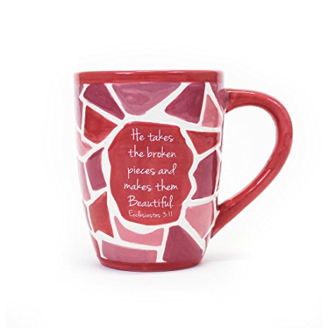 Broken Pieces Ecclesiastes 3:11 Pink 16 Oz. Ceramic Stoneware Coffee Mug
