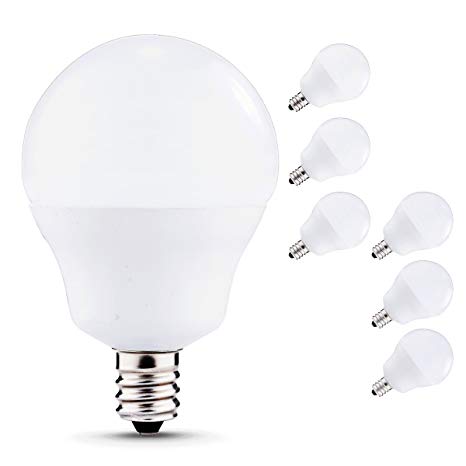 JandCase E12 Candelabra Light Bulbs, 2.5W(25W Equivalent), 4000K Natural Daylight White, 200LM, G14 LED Bulb for Ceiling Fan, Vanity Mirror Light, E12 Base, Not Dimmable, 6 Pack