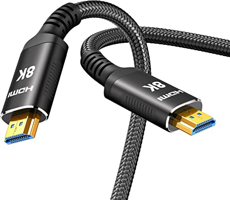 Snowkids 8K HDMI Fiber Optic Cable Long 2.1 50FT/15M, Ultra 48Gbps Unidirectional High Speed 3D 8K60 4K120 144Hz Braided HDMI Cord eARC HDR10 HDCP 2.2&2.3 Compatible with Roku TV/PS5/HDTV/Blu-ray