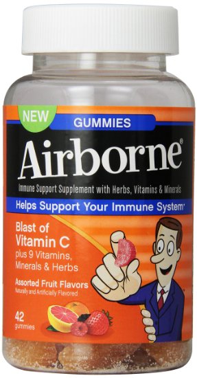 Airborne Vitamin C 1000mg Immune Support Supplement Gummies Assorted Fruit Flavor 42 Count