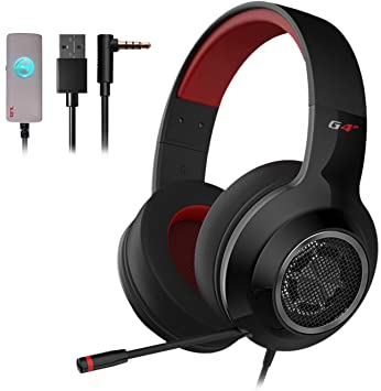 EDIFIER G4SE-GS02 Gaming Headset for PC, PS4, 7.1 Surround Sound Gaming Headphones with Retractable Mic, Wired Over-Ear Headphones with Vibration Driver, Compatible with Xbox One, Mac, Nintendo Switch