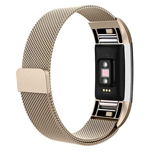 For Fitbit Charge 2 Bands, Vancle Adjustable Milanese Loop Stainless Steel Metal Band Bracelet Strap with Magnetic Closure Clasp, No Buckle Needed for Fit Bit Charge 2 HR Fitness Tracker Men Women Small Large