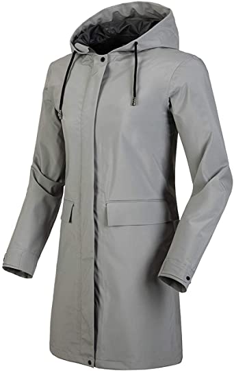 Wantdo Women's Packable Rain Jacket Lightweight Waterproof Spring Trench Coat