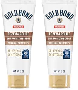 Gold Bond Medicated Eczema Relief Skin Protectant Cream, 8 oz., with 2% Colloidal Oatmeal (Pack of 2)