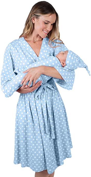 Matching Delivery Robe and Swaddle Blanket Set Mom and Baby (S/M 2-10, Nicole)