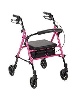 Drive Medical Breast Cancer Awareness Adjustable Height Rollator, Pink