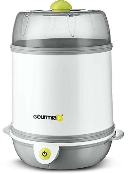 Gourmia Jr. Baby Bottle Sterilizer, 7-Bottle Sterilizing Chamber, Single-Button Operation, Stainless Steel Heating Plate, Dishwasher-Safe Removable Parts, JBS100, ETL-Certified