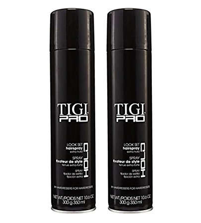 TIGI PRO Look Set Enhance Shine Strong Firm Hold Hair Spray Hairspray (2 Pack)