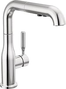 Delta Faucet Almari Pull-Out Kitchen Faucet, Chrome Kitchen Faucets with Pull-Out Sprayer, Kitchen Sink Faucet, Faucet for Kitchen Sink with Magnetic Docking, Chrome 16943-DST