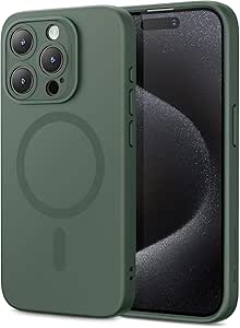 ESR for iPhone 15 Pro Max Case with MagSafe, Supports Magnetic Charging, Slim Liquid Silicone Case, Shock Absorbing, Screen and Camera Protection, Cloud Series, Green