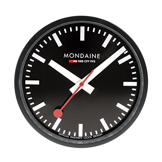 Mondaine A990.CLOCK.64SBB Wall Clock Black Dial Black Frame